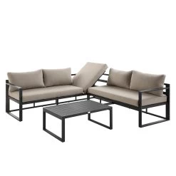 Albany Aluminium Corner Sofa Set With Reclining Back And Coffee Table, Taupe -Garden Store OD SF 1023 TAUPE WB1