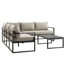 Albany Aluminium Corner Sofa Set With Reclining Back And Coffee Table, Taupe -Garden Store OD SF 1023 TAUPE WB5
