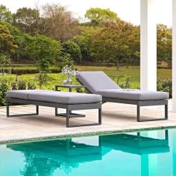 Albany Aluminium Sun Lounger, Grey -Garden Store OD SLG 155 GREY SET scene1