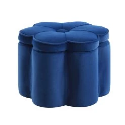 Pollie Navy Velvet Storage Stool 17 Pollie Navy Velvet Storage Stool -Garden Store POUF 291 NAVY VEL WB3