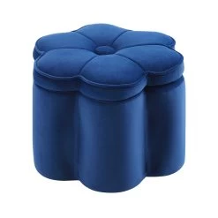 Pollie Navy Velvet Storage Stool 16 Pollie Navy Velvet Storage Stool -Garden Store POUF 291 NAVY VEL WB4