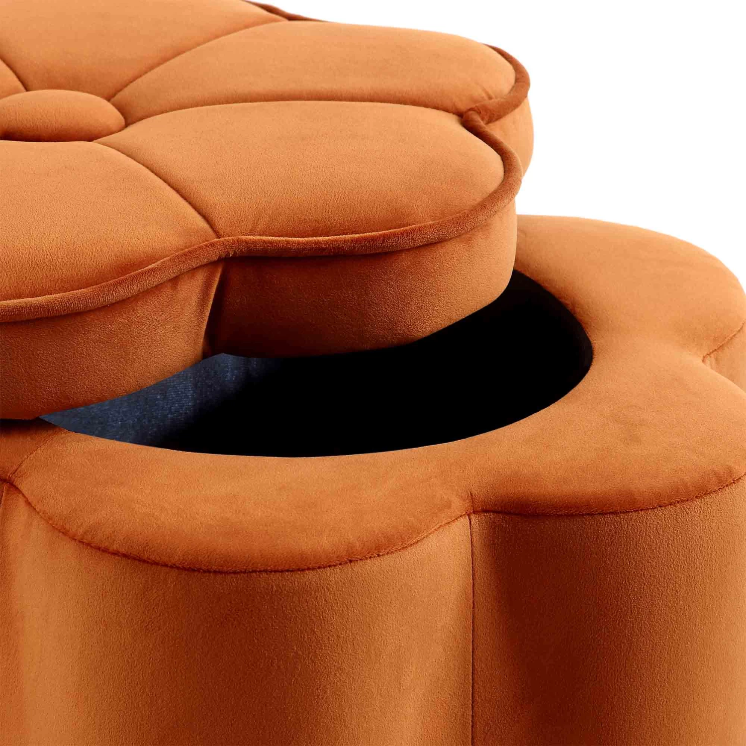 Pollie Orange Velvet Storage Stool 11 Pollie Orange Velvet Storage Stool - Image 9