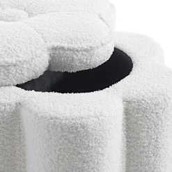Pollie White Teddy Boucle Storage Stool -Garden Store POUF 291 WHITE TEDDY detail2