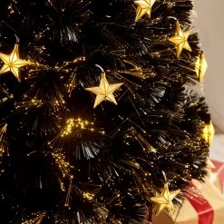 Fibre Optic Artificial Black Pine Christmas Tree With Pre-lit Warm White LED Lights (4ft To 6ft) 12 Fibre Optic Artificial Black Pine Christmas Tree With Pre-lit Warm White LED Lights (4ft To 6ft) -Garden Store XMSTR 01 BLACKLED detail2