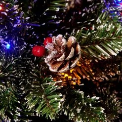 Snow Tipped Frosted Artificial Pines & Berries Christmas Tree With Pre-lit Multi-colour LED Lights (5ft To 8ft) 10 Snow Tipped Frosted Artificial Pines & Berries Christmas Tree With Pre-lit Multi-colour LED Lights (5ft To 8ft) -Garden Store XMSTR 2 FROGRNCLED detail2