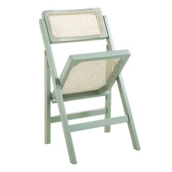 Frances Set Of 2 Folding Cane Rattan Chairs, Mint -Garden Store XN 2054 SAGE 2P WB4