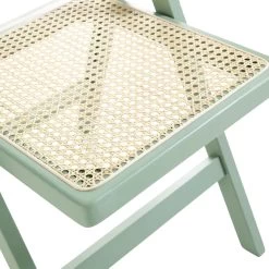Frances Set Of 2 Folding Cane Rattan Chairs, Mint -Garden Store XN 2054 SAGE 2P detail2
