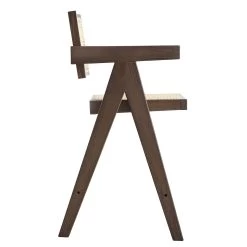 Jeanne Dark Walnut Cane Rattan Solid Beech Wood Counter Stool -Garden Store XN 2211 DARKWALNUT WB3