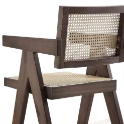 Jeanne Dark Walnut Cane Rattan Solid Beech Wood Counter Stool -Garden Store XN 2211 DARKWALNUT detail3