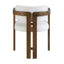 Stanford Curved Oak Frame Upholstered Chair, White Boucle Light Walnut Frame -Garden Store XNDCH 727 WHITE BOUCLE WB6