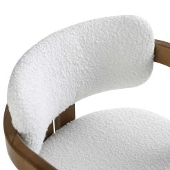 Stanford Curved Oak Frame Upholstered Chair, White Boucle Light Walnut Frame -Garden Store XNDCH 727 WHITE BOUCLE detail1
