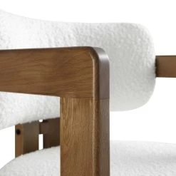 Stanford Curved Oak Frame Upholstered Chair, White Boucle Light Walnut Frame -Garden Store XNDCH 727 WHITE BOUCLE detail2