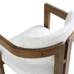 Stanford Curved Oak Frame Upholstered Chair, White Boucle Light Walnut Frame -Garden Store XNDCH 727 WHITE BOUCLE detail3