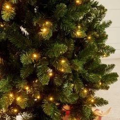 Pre-lit Artificial Green Spruce Christmas Tree With Warm White LED Lights (5ft To 8ft) -Garden Store XSMR 03 GRNWLED detail1