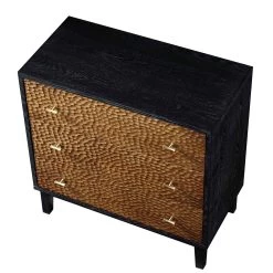 Bianca Chip Carved 3 Drawer Chest, Antique Bronze & Black -Garden Store XXCOD 008 GOLD BLACK WB4