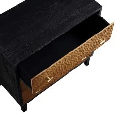 Bianca Chip Carved 3 Drawer Chest, Antique Bronze & Black -Garden Store XXCOD 008 GOLD BLACK detail2