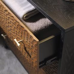 Bianca Chip Carved 3 Drawer Chest, Antique Bronze & Black -Garden Store XXCOD 008 GOLD BLACK scene2