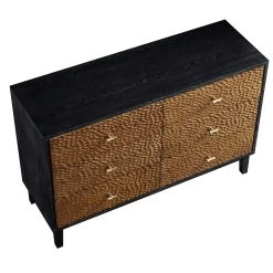 Bianca Chip Carved 6 Drawer Chest, Antique Bronze & Black -Garden Store XXCOD 010 GOLD BLACK WB4
