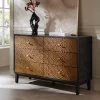 Bianca Chip Carved 6 Drawer Chest, Antique Bronze & Black -Garden Store XXCOD 010 GOLD BLACK main