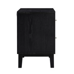 Bianca Chip Carved Bedside Table, Antique Bronze & Black -Garden Store XXNS 007 GOLD BLACK WB5