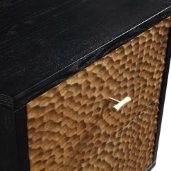 Bianca Chip Carved Bedside Table, Antique Bronze & Black -Garden Store XXNS 007 GOLD BLACK detail1