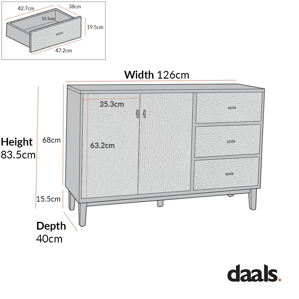 Bianca Chip Carved 2-Door 3-Drawer Sideboard, Antique Bronze & Black 7 Bianca Chip Carved 2-Door 3-Drawer Sideboard, Antique Bronze & Black - Image 5