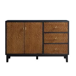 Bianca Chip Carved 2-Door 3-Drawer Sideboard, Antique Bronze & Black 19 Bianca Chip Carved 2-Door 3-Drawer Sideboard, Antique Bronze & Black -Garden Store XXSB 006 GOLD BLACK WB1