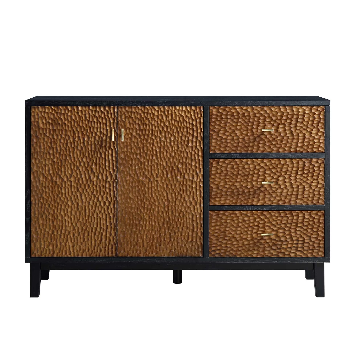 Bianca Chip Carved 2-Door 3-Drawer Sideboard, Antique Bronze & Black 6 Bianca Chip Carved 2-Door 3-Drawer Sideboard, Antique Bronze & Black - Image 4