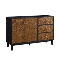 Bianca Chip Carved 2-Door 3-Drawer Sideboard, Antique Bronze & Black 21 Bianca Chip Carved 2-Door 3-Drawer Sideboard, Antique Bronze & Black -Garden Store XXSB 006 GOLD BLACK WB2