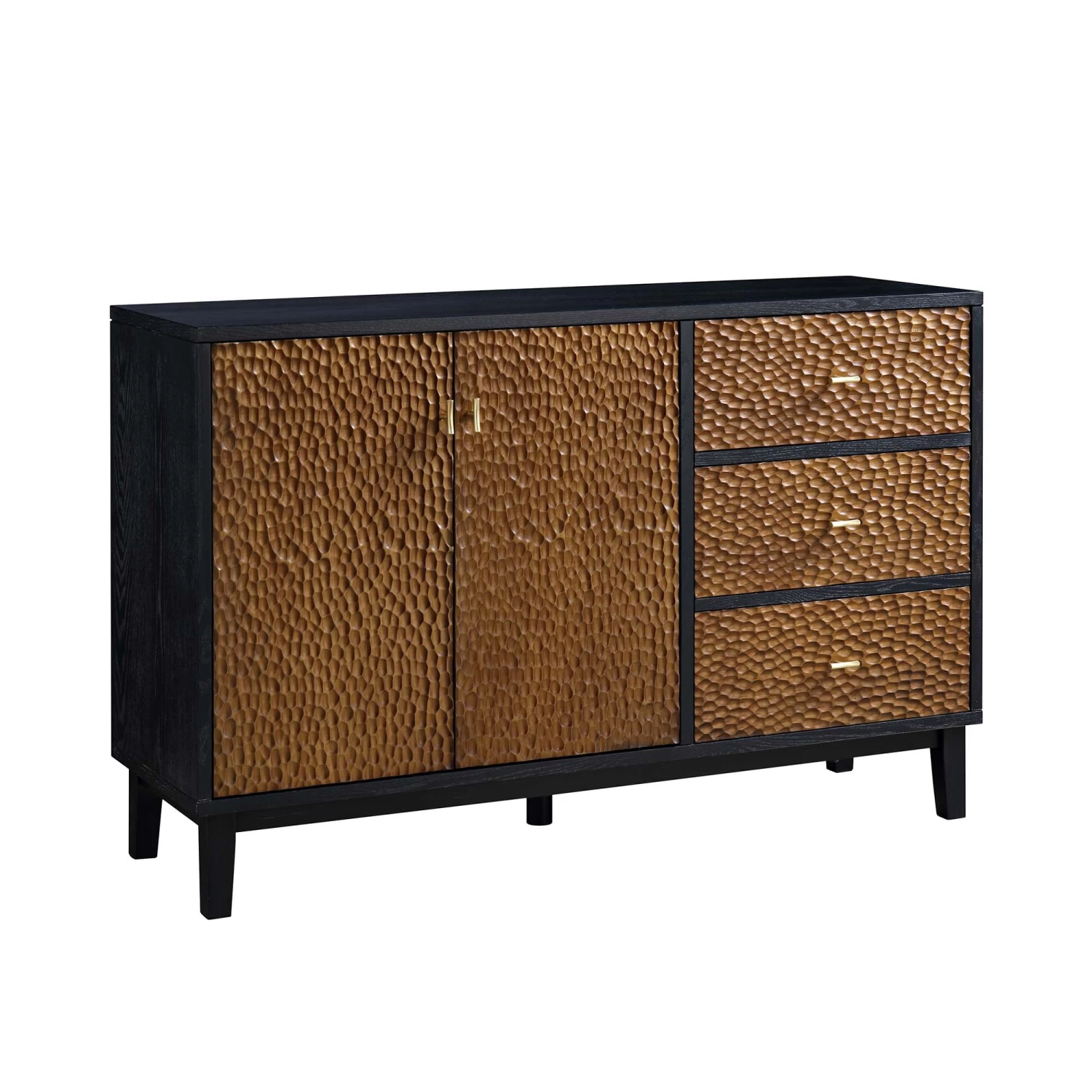 Bianca Chip Carved 2-Door 3-Drawer Sideboard, Antique Bronze & Black 8 Bianca Chip Carved 2-Door 3-Drawer Sideboard, Antique Bronze & Black - Image 6