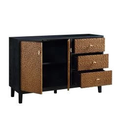 Bianca Chip Carved 2-Door 3-Drawer Sideboard, Antique Bronze & Black 22 Bianca Chip Carved 2-Door 3-Drawer Sideboard, Antique Bronze & Black -Garden Store XXSB 006 GOLD BLACK WB3