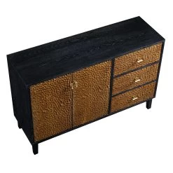 Bianca Chip Carved 2-Door 3-Drawer Sideboard, Antique Bronze & Black 23 Bianca Chip Carved 2-Door 3-Drawer Sideboard, Antique Bronze & Black -Garden Store XXSB 006 GOLD BLACK WB4
