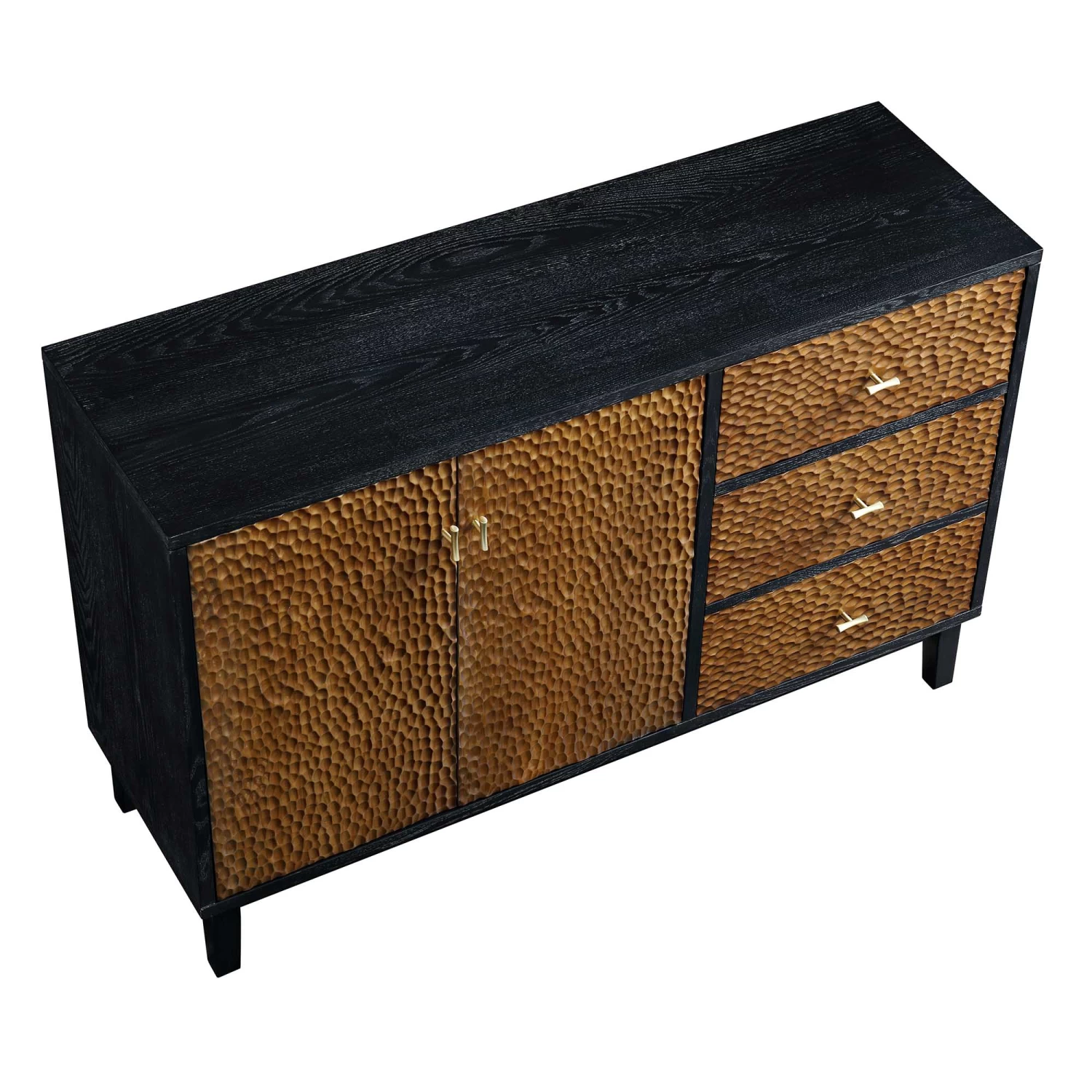 Bianca Chip Carved 2-Door 3-Drawer Sideboard, Antique Bronze & Black 10 Bianca Chip Carved 2-Door 3-Drawer Sideboard, Antique Bronze & Black - Image 8