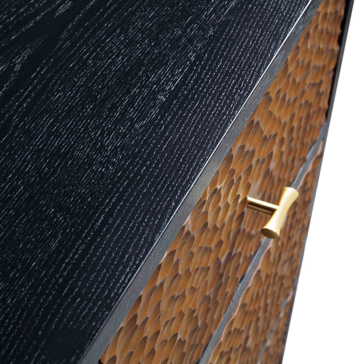 Bianca Chip Carved 2-Door 3-Drawer Sideboard, Antique Bronze & Black 16 Bianca Chip Carved 2-Door 3-Drawer Sideboard, Antique Bronze & Black - Image 14