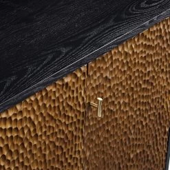 Bianca Chip Carved 3 Door Sideboard, Antique Bronze & Black -Garden Store XXSB 009 GOLD BLACK detail1