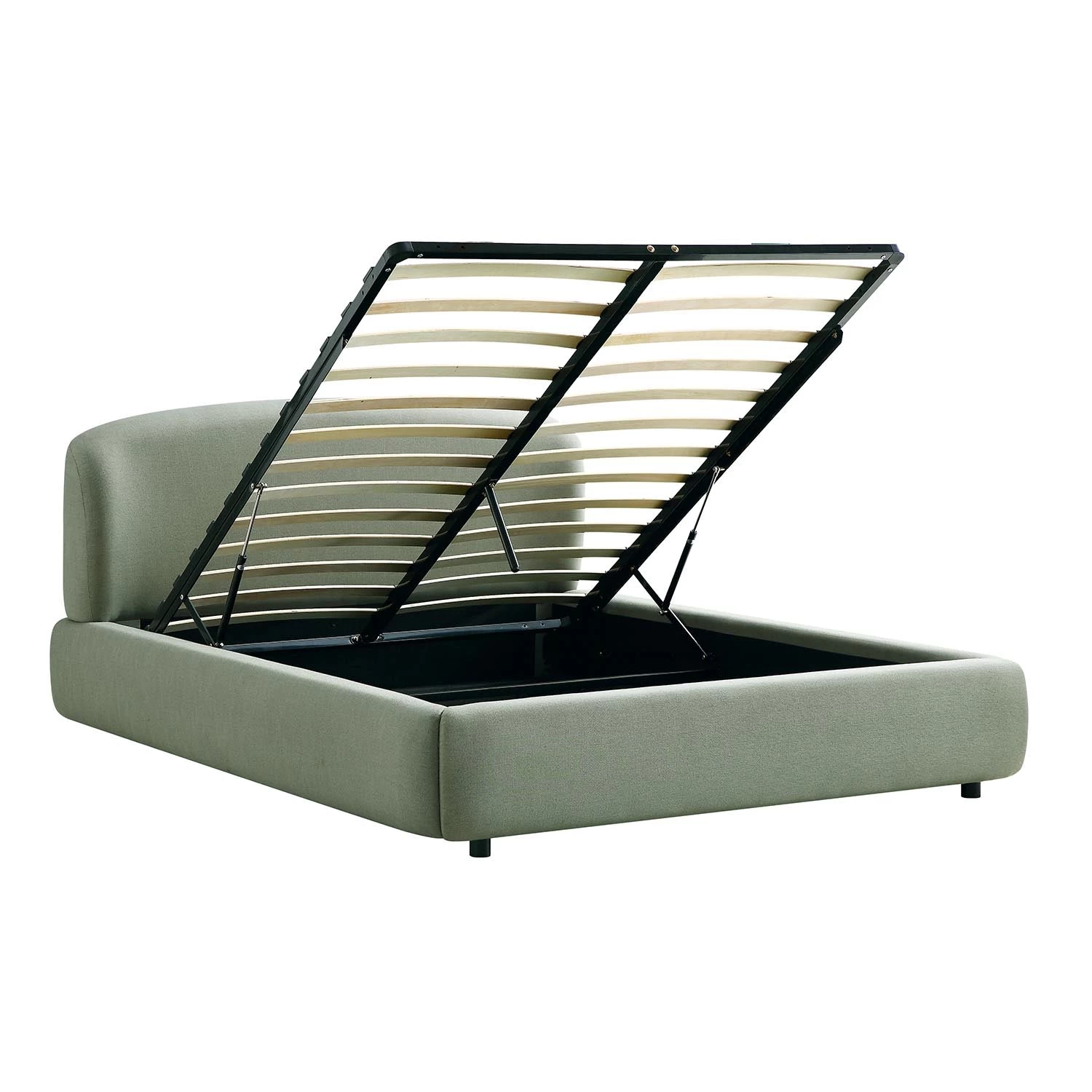 Constance Winged Headboard Ottoman Storage Bed, Olive Linen 11 Constance Winged Headboard Ottoman Storage Bed, Olive Linen - Image 9