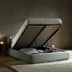 Constance Winged Headboard Ottoman Storage Bed, Olive Linen 20 Constance Winged Headboard Ottoman Storage Bed, Olive Linen -Garden Store ZD 2182 OLIVE LIN scene2