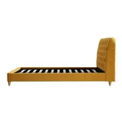 Leamington Deep-Buttoned Upholstered Bed, Turmeric Yellow Velvet -Garden Store ZX 1063 MUST VEL WB4