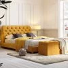 Leamington Deep-Buttoned Upholstered Bed, Turmeric Yellow Velvet -Garden Store ZX 1063 MUST VEL scene2