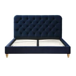 Leamington Deep-Buttoned Upholstered Bed, Midnight Blue Velvet 20 Leamington Deep-Buttoned Upholstered Bed, Midnight Blue Velvet -Garden Store ZX 1063 NAVY VEL WB2