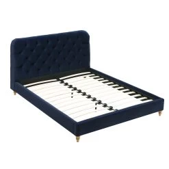 Leamington Deep-Buttoned Upholstered Bed, Midnight Blue Velvet 23 Leamington Deep-Buttoned Upholstered Bed, Midnight Blue Velvet -Garden Store ZX 1063 NAVY VEL WB3