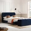 Leamington Deep-Buttoned Upholstered Bed, Midnight Blue Velvet 2 Leamington Deep-Buttoned Upholstered Bed, Midnight Blue Velvet -Garden Store ZX 1063 NAVY VEL main