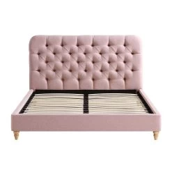 Leamington Deep-Buttoned Upholstered Bed, Rosewater Pink Fabric -Garden Store ZX 1063 PALEPINK FAB WB2