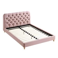 Leamington Deep-Buttoned Upholstered Bed, Rosewater Pink Fabric -Garden Store ZX 1063 PALEPINK FAB WB3