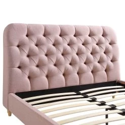 Leamington Deep-Buttoned Upholstered Bed, Rosewater Pink Fabric -Garden Store ZX 1063 PALEPINK FAB detail1