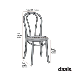 Camille Elm Wood And Rattan Bentwood Dining Chair, Distressed White -Garden Store dimensional drawings NOV 2022 DCH 002 f7925eac 65e3 478e a206 ef4d321f63ed