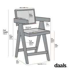 Jeanne Dark Walnut Cane Rattan Solid Beech Wood Counter Stool -Garden Store dimensional drawings NOV 2022 XN 2211 2