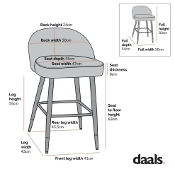 Miyae Set Of 2 Pleated Champagne Beige Velvet Upholstered Counter Stools 17 Miyae Set Of 2 Pleated Champagne Beige Velvet Upholstered Counter Stools -Garden Store dimensional drawings SEPT 2022 BCH 2148