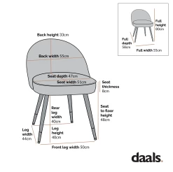 Miyae Set Of 2 Pleated Charcoal Velvet Upholstered Dining Chairs -Garden Store dimensional drawings SEPT 2022 DCH 2144 096c9cfd e361 477d bbe2 e5d2e71cf9cf